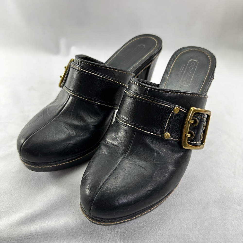Coach Candace Buckle Mules Clogs Vintage Grunge Y2K Business Black Leather